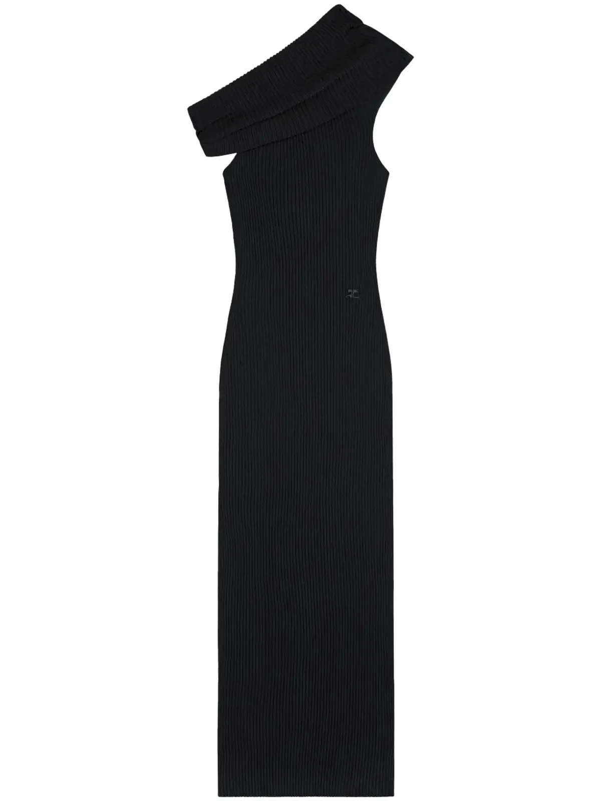 Courrèges アシンメトリックリブニット ロングドレス ブラック - 画像1