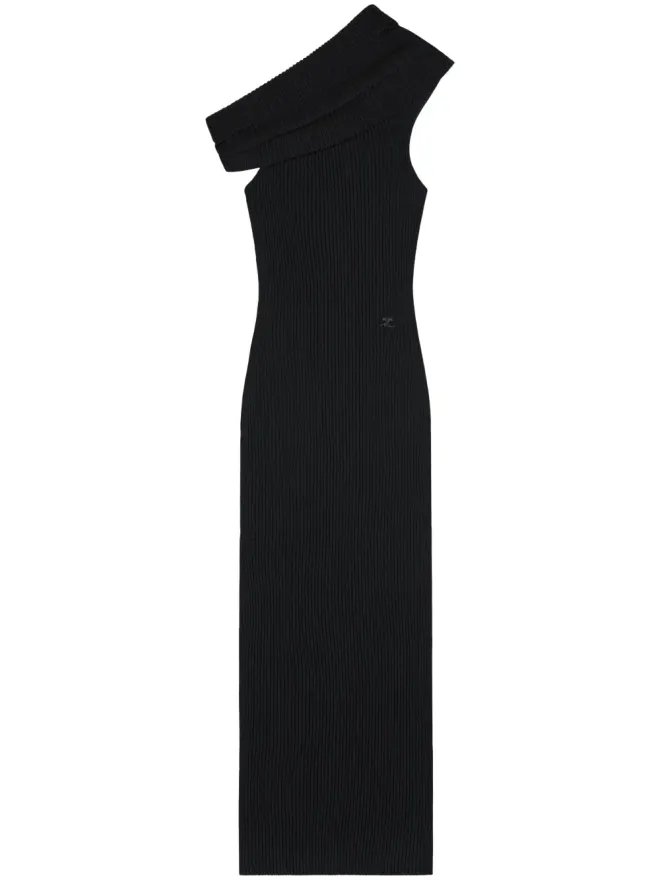 Courrèges Courrèges アシンメトリックリブニット ロングドレス ブラックの商品画像