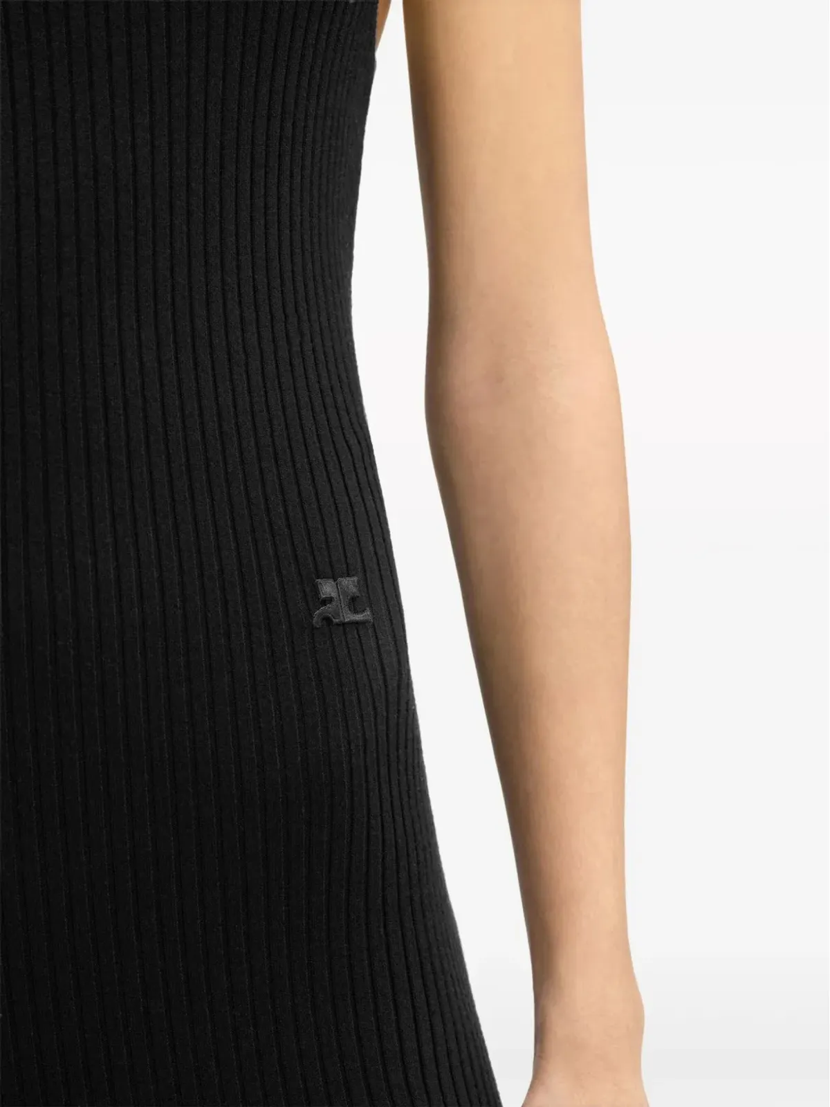 Courrèges アシンメトリックリブニット ロングドレス ブラック - 画像5