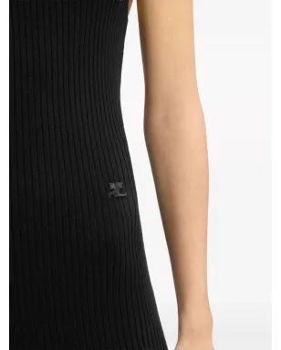 Courrèges アシンメトリックリブニット ロングドレス ブラック - サムネイル5