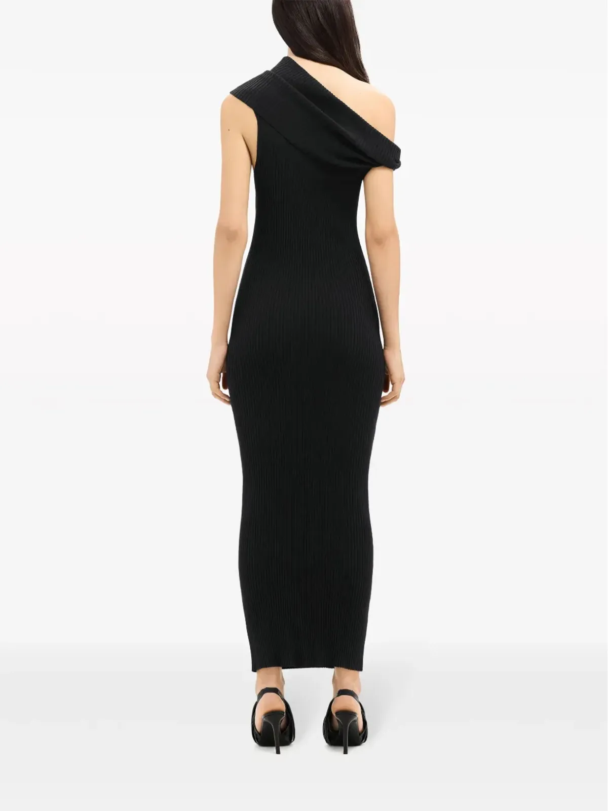 Courrèges アシンメトリックリブニット ロングドレス ブラック - 画像4