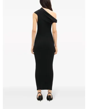 Courrèges アシンメトリックリブニット ロングドレス ブラック - サムネイル4