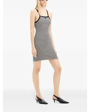 Courrèges コントラストトリム 千鳥格子 コットン ミニドレス - ブラック - サムネイル3