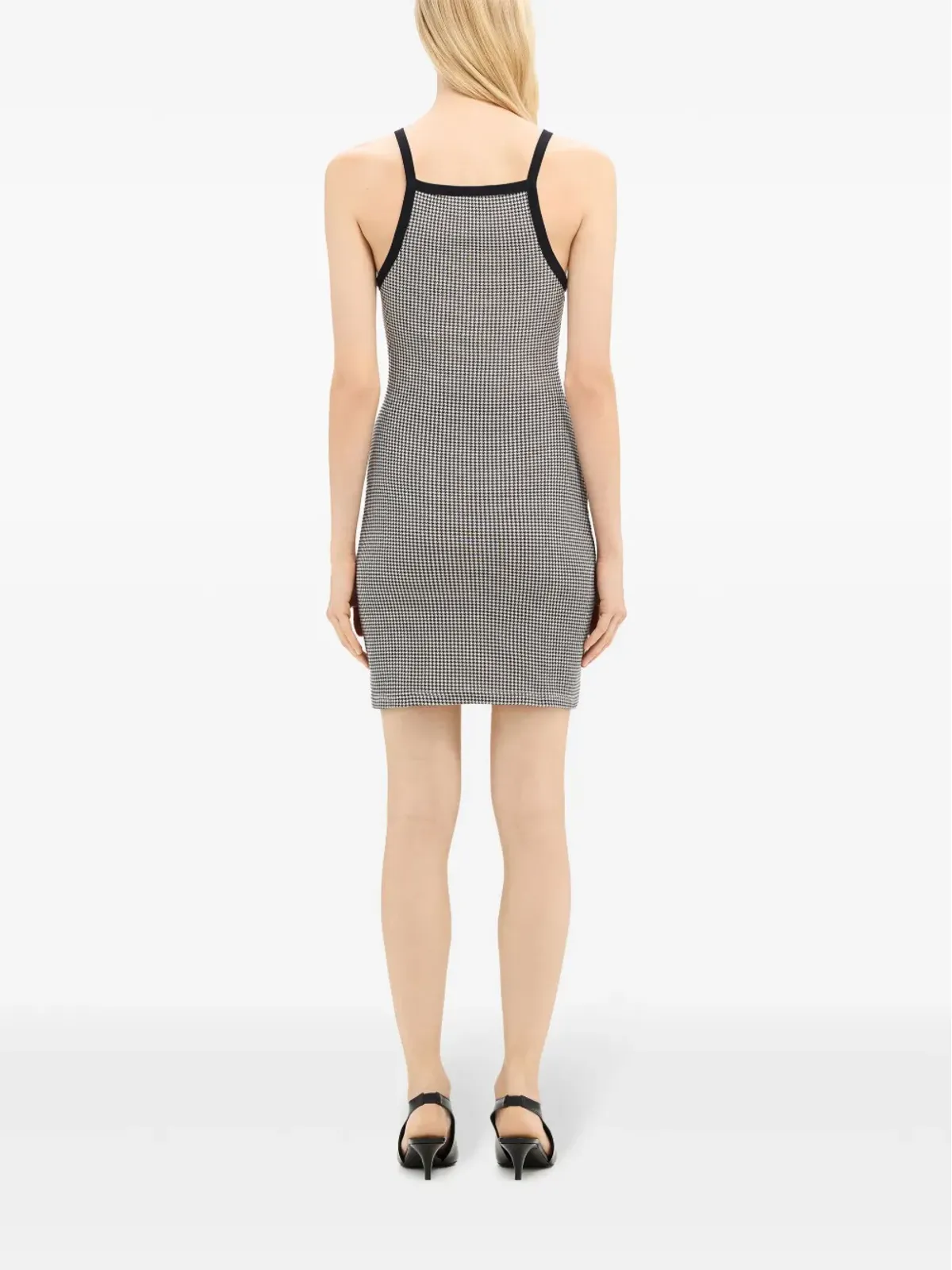 Courrèges コントラストトリム 千鳥格子 コットン ミニドレス - ブラック - 画像4
