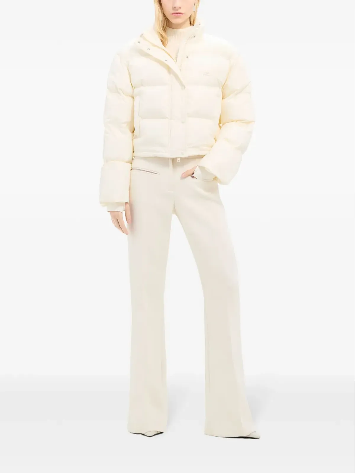 Courrèges ロゴ刺繍クロップドダウンジャケット - ホワイト - 画像2