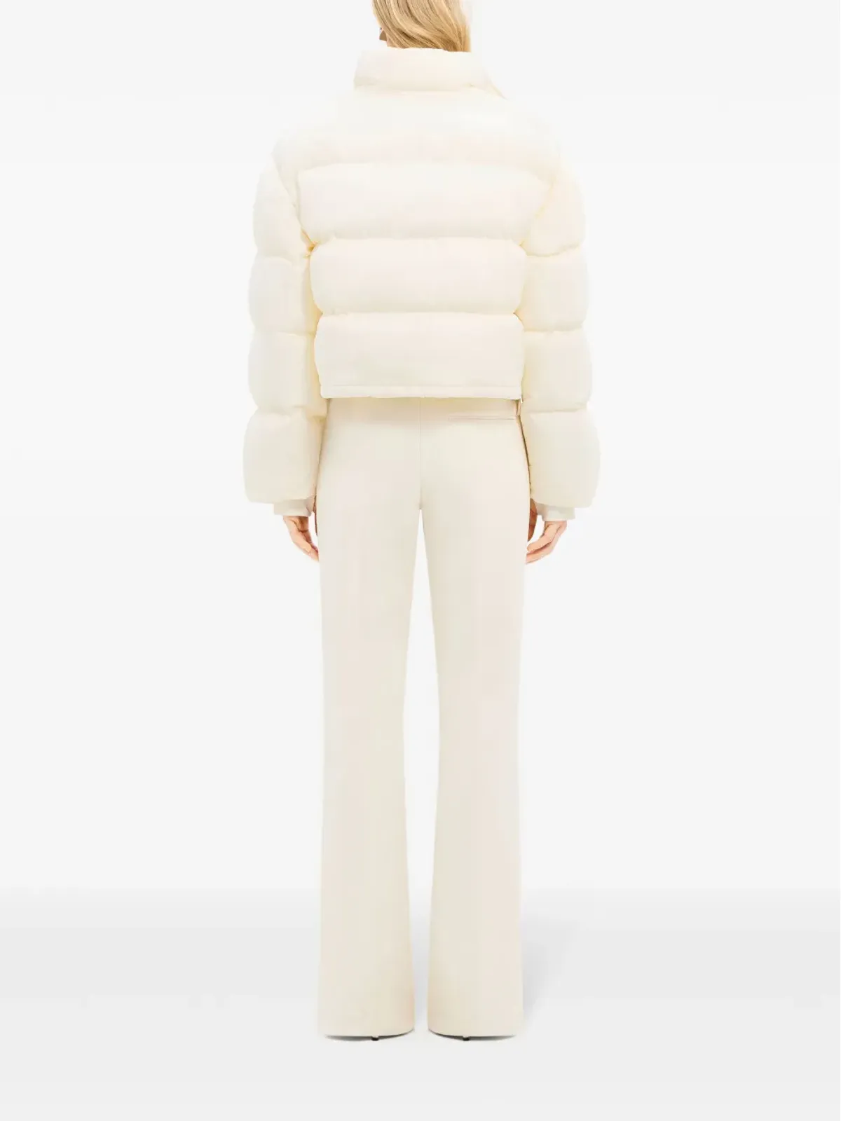 Courrèges ロゴ刺繍クロップドダウンジャケット - ホワイト - 画像4