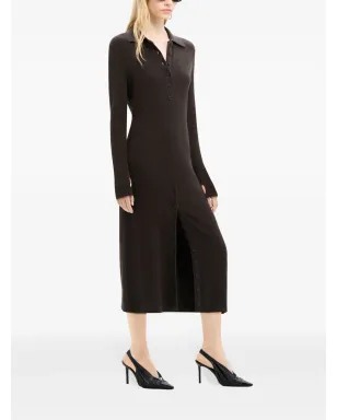 Courrèges マルチボタン ミディ丈 ウールドレス - ブラウン - サムネイル3