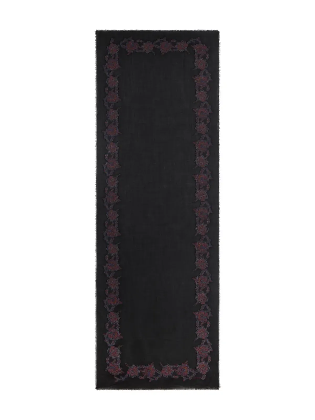ETRO ジャカード ペイズリー柄 フリンジ付き スカーフ - ブラック - 画像3