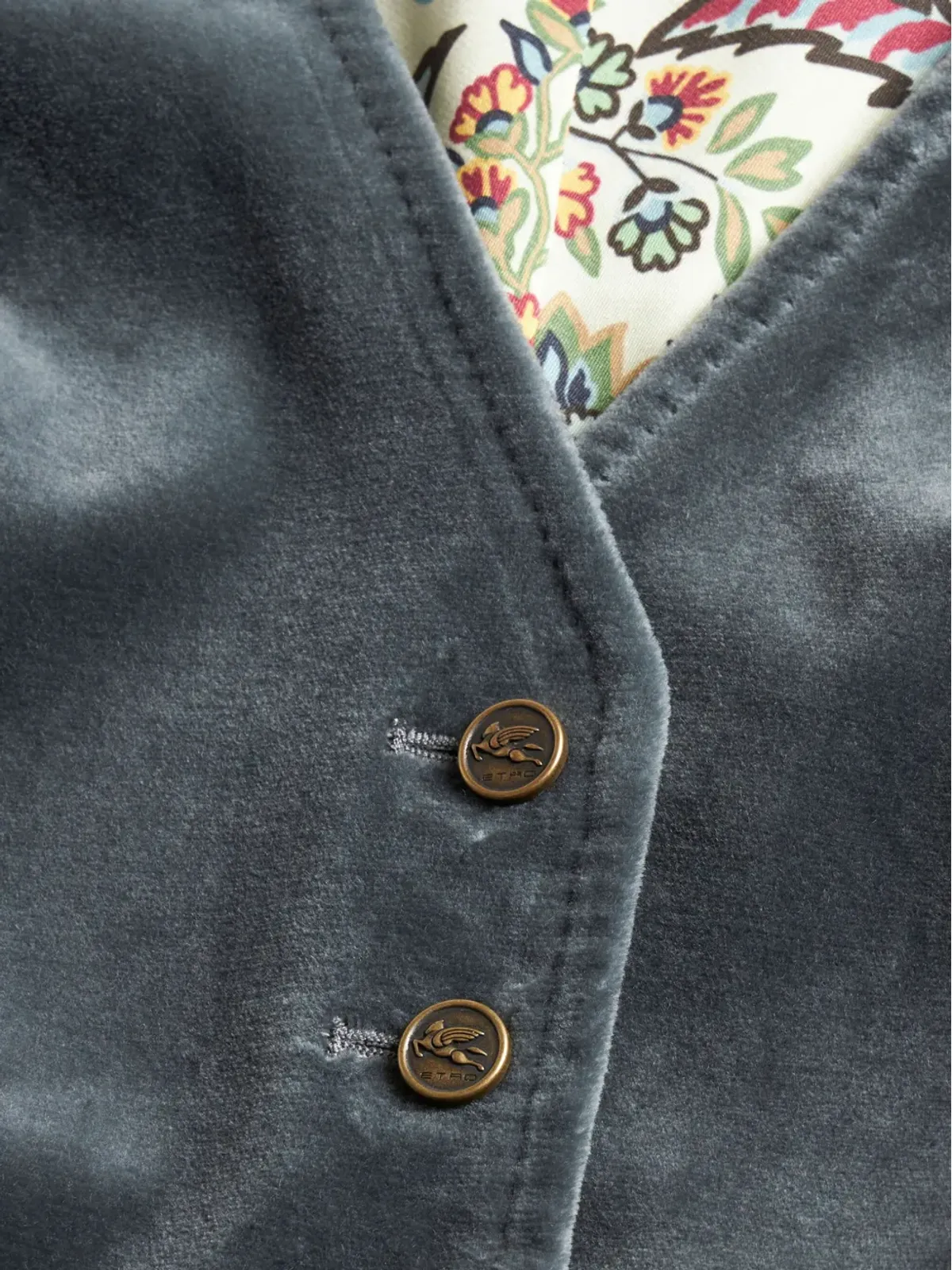 ETRO Vネック ベルベット ウエストコート ブルー - 画像5