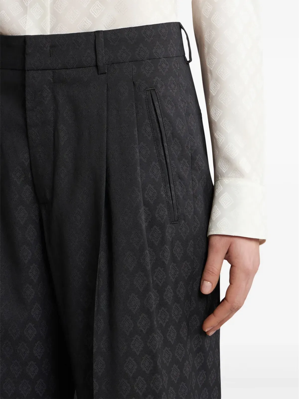 ETRO パターンジャカード ウールパンツ ブラック - 画像5