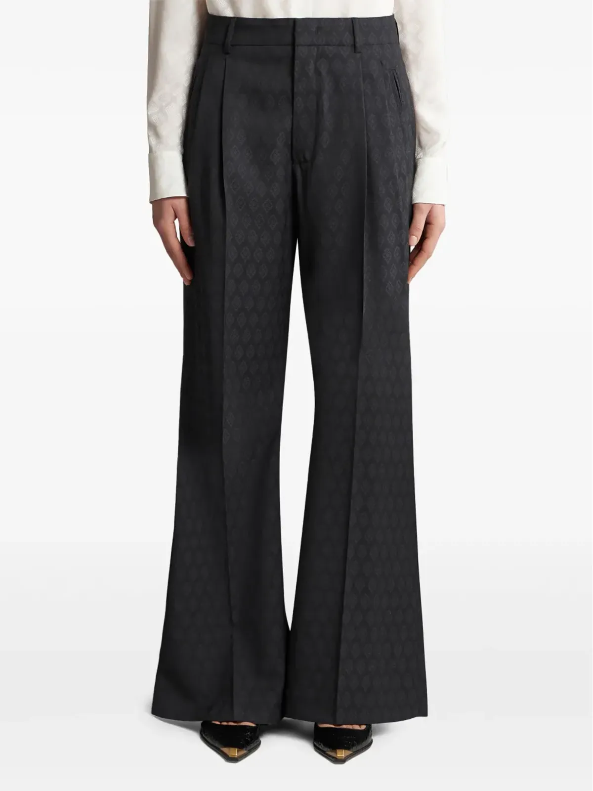 ETRO パターンジャカード ウールパンツ ブラック - 画像3