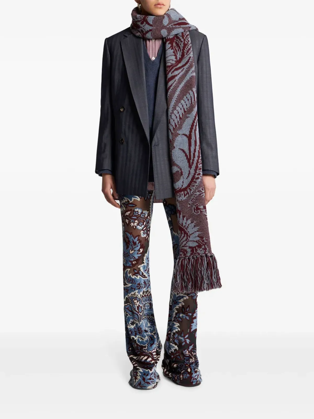 ETRO カシミヤ Vネック セーター - ブルー - 画像2