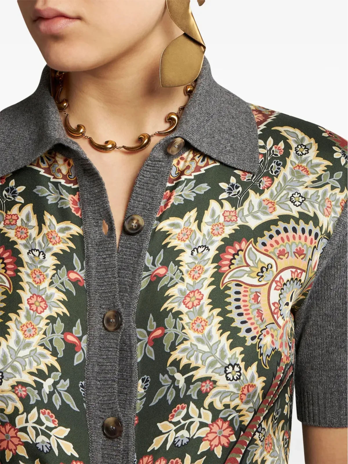 ETRO ペイズリー柄ニットドレス - グレー - 画像4