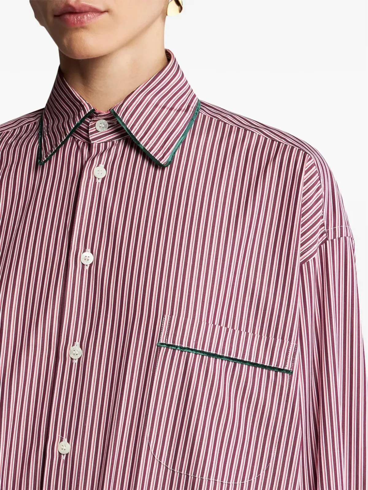 ETRO ストライプポプリンシャツ - レッド - 画像5