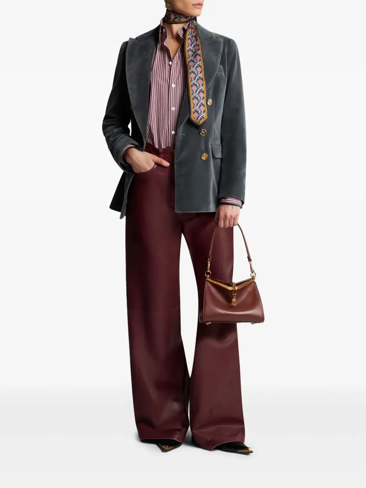 ETRO ストライプポプリンシャツ - レッド - 画像2