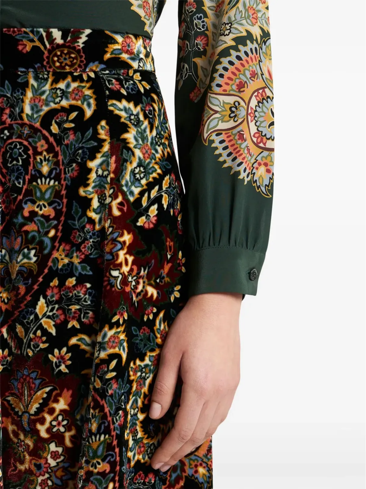 ETRO ペイズリープリントベルベットシャツ - ブラック - 画像5