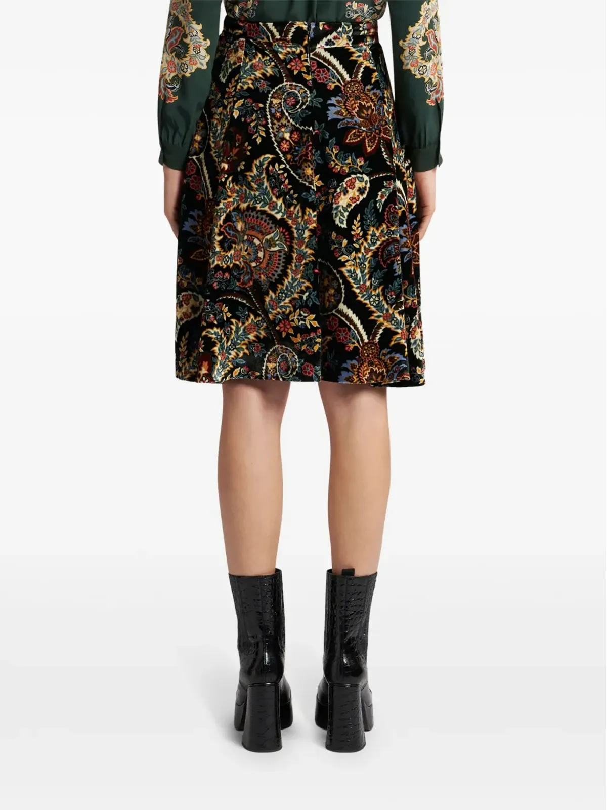 ETRO ペイズリープリントベルベットシャツ - ブラック - 画像4