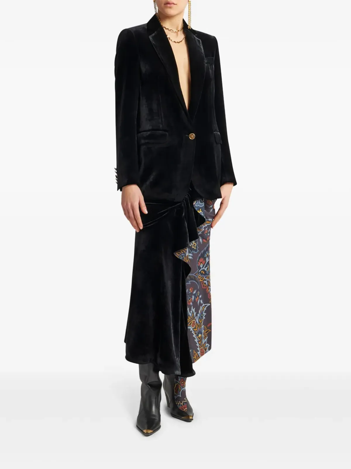 ETRO ベルベット シングルブレスト ブレザー - ブラック - 画像3