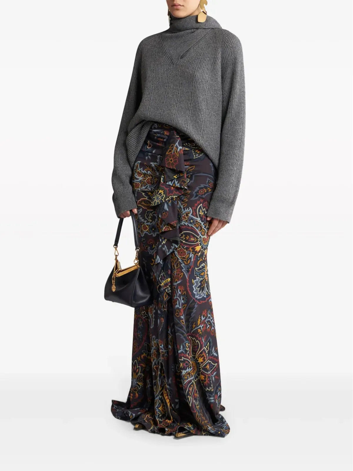 ETRO カシミヤ混紡 スカーフ付きセーター - 画像2