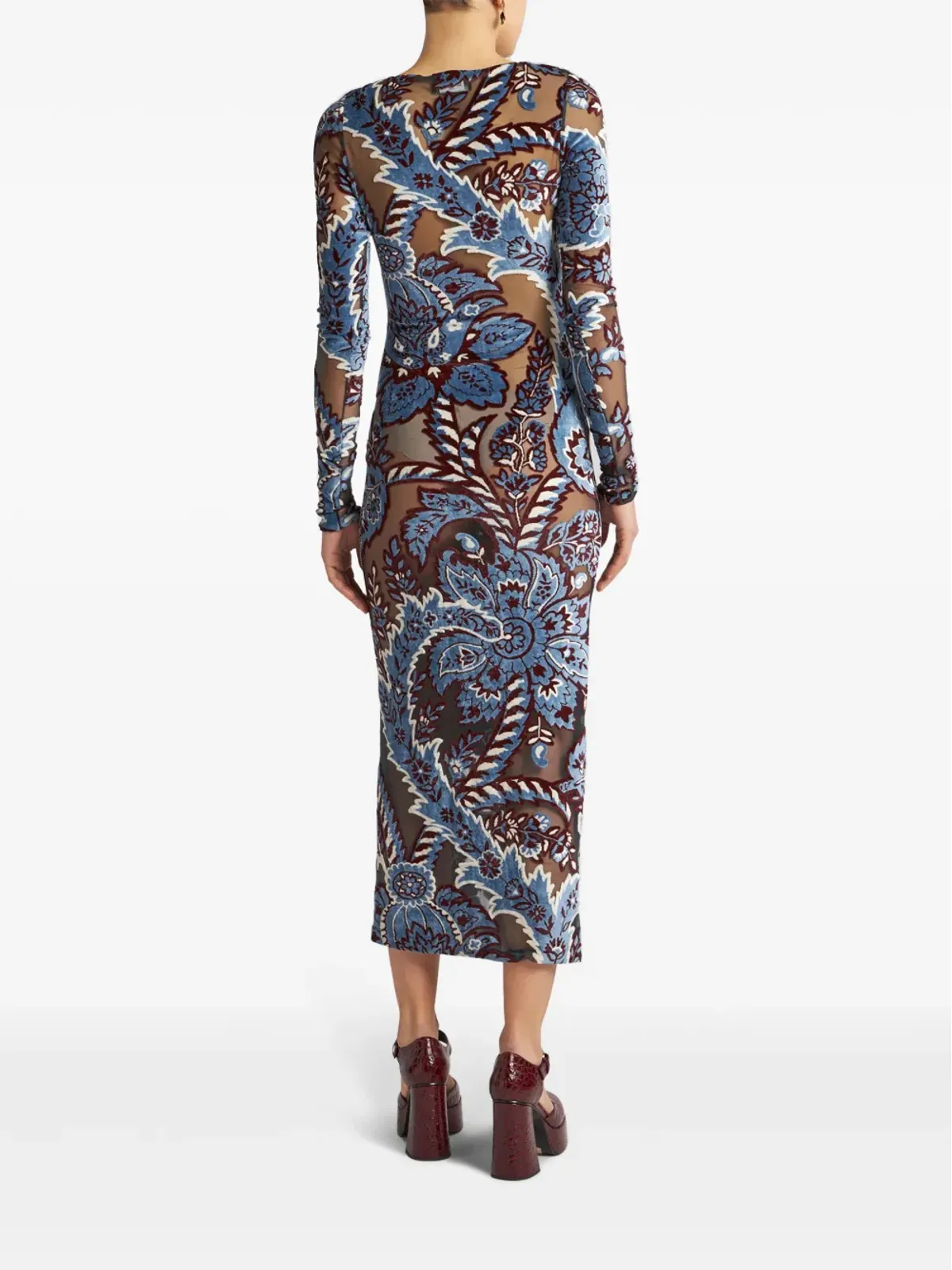 ETRO ジャカードベルベットドレス - ブルー - 画像3