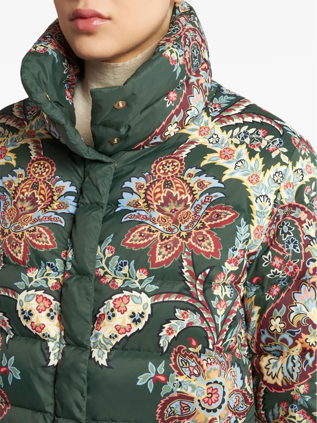 ETRO ペイズリー柄 ジップアップ ダウンコート - グリーン - 画像5