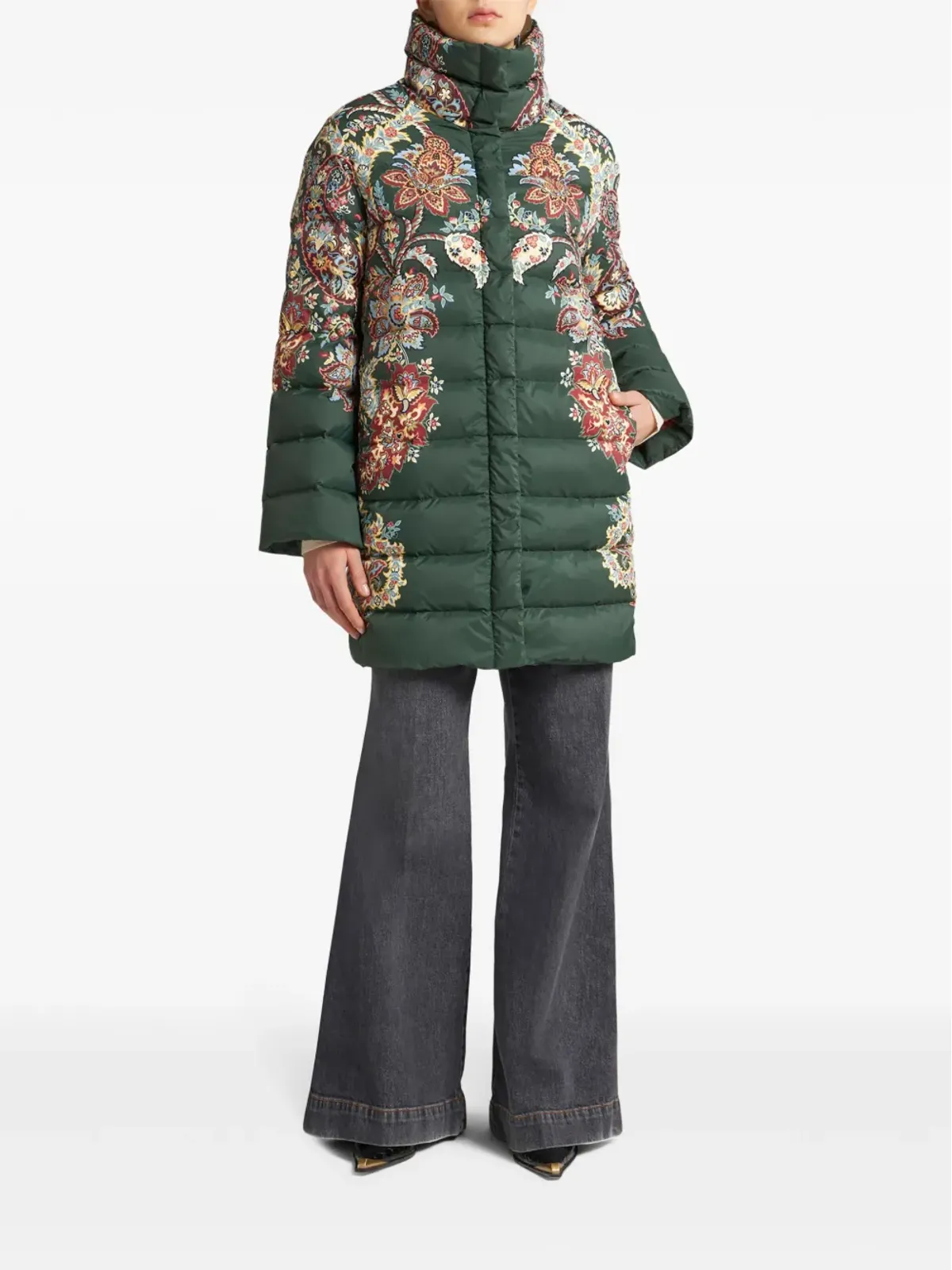 ETRO ペイズリー柄 ジップアップ ダウンコート - グリーン - 画像3