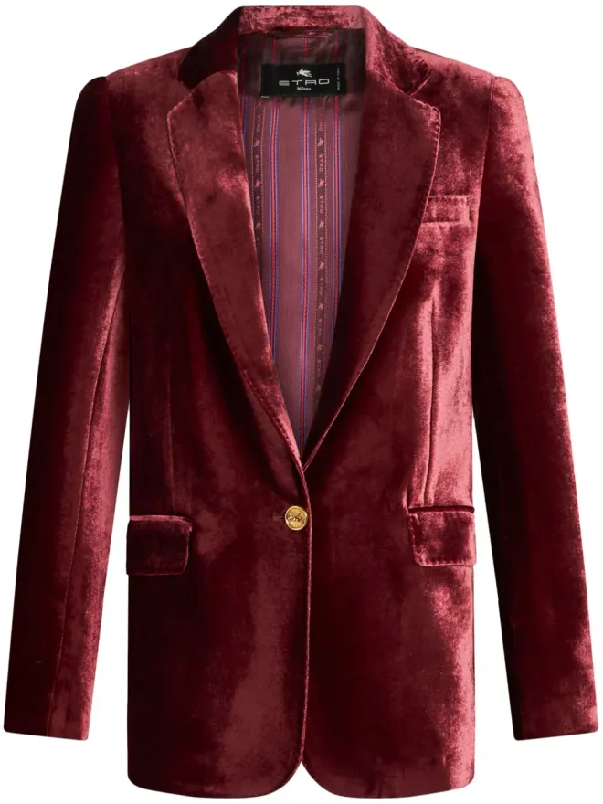 ETRO ETRO ベルベットのシングルブレストブレザー - レッドの商品画像