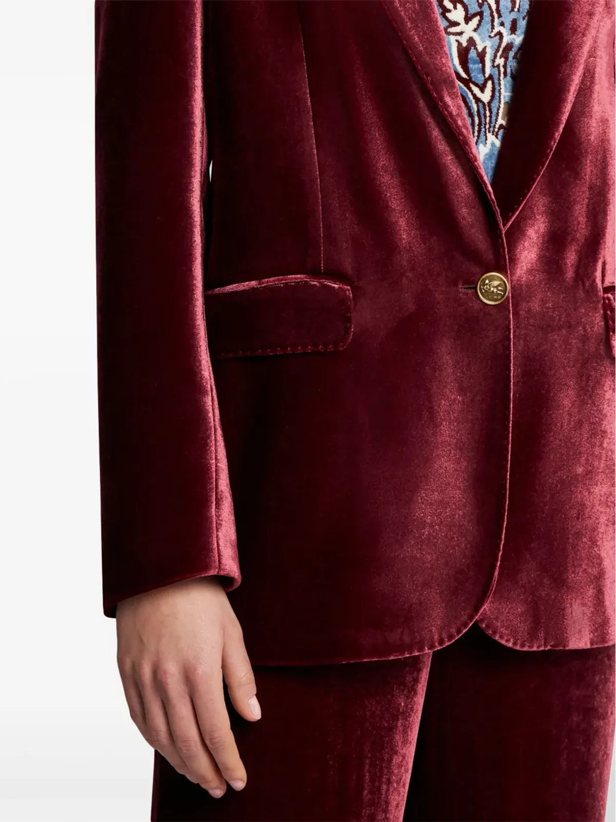 ETRO ベルベットのシングルブレストブレザー - レッド - 画像4