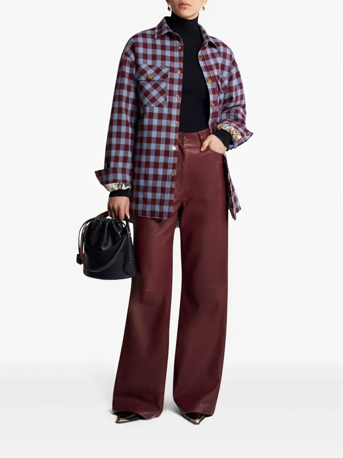 ETRO パッド入り チェック柄ジャカード シャツ - レッド - 画像2
