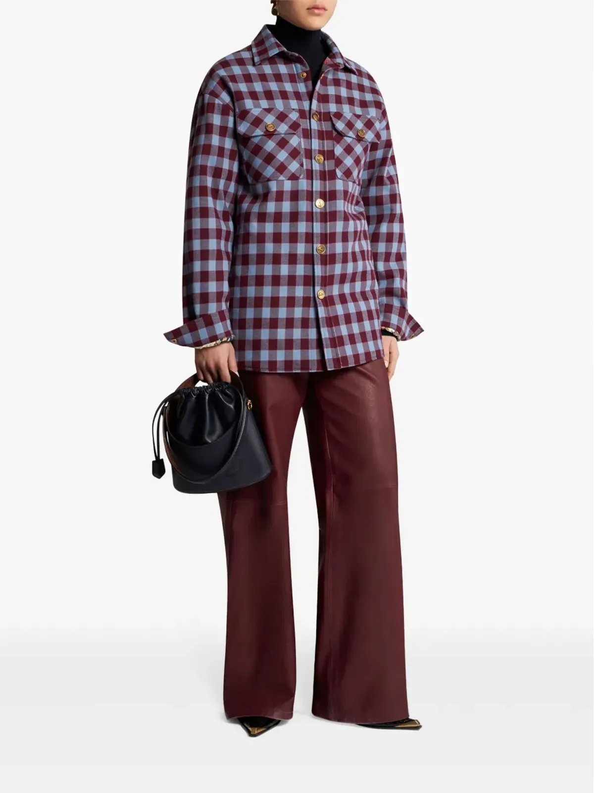 ETRO パッド入り チェック柄ジャカード シャツ - レッド - 画像3