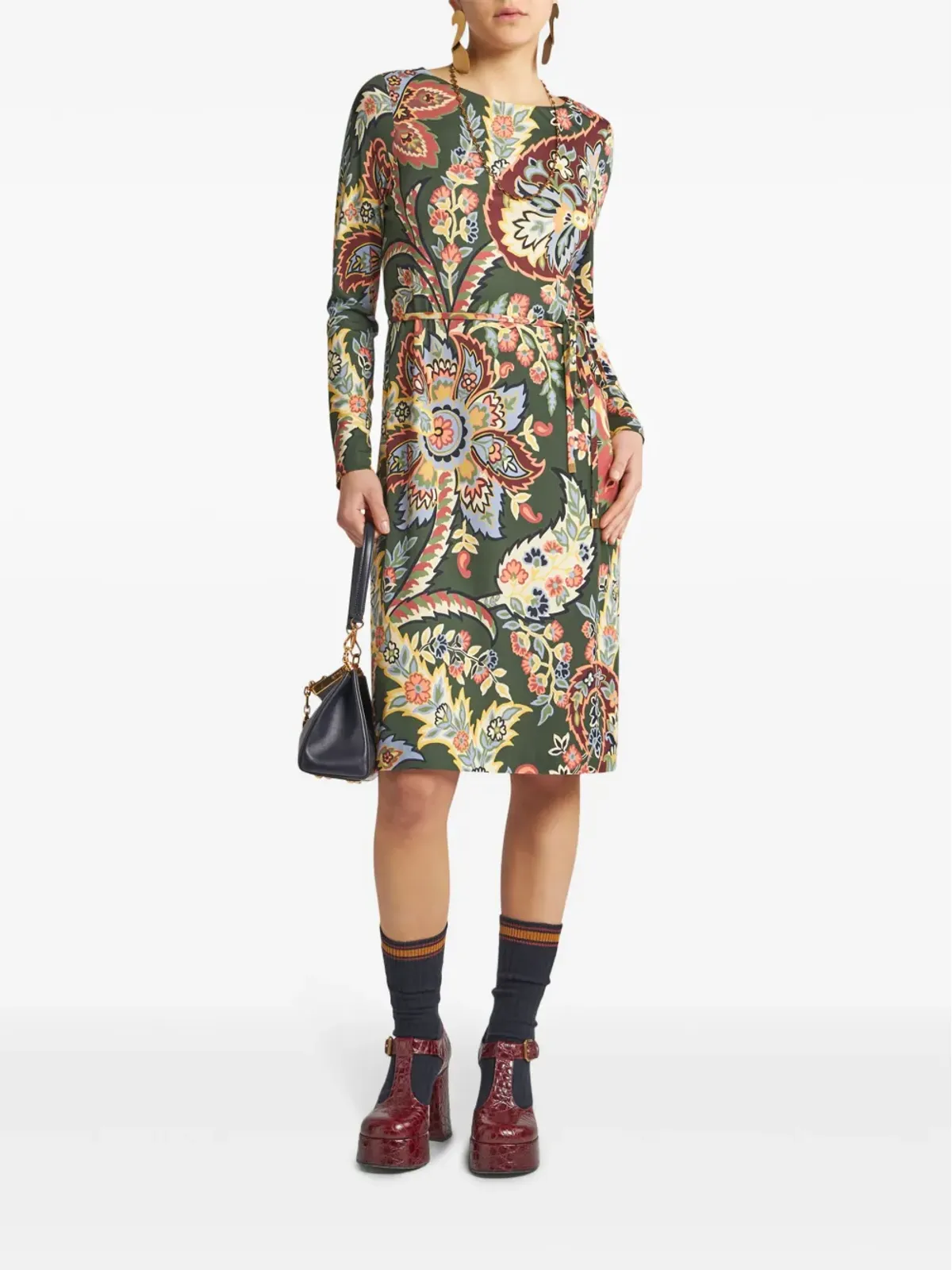 ETRO アブストラクト柄ドレス - グリーン - 画像2