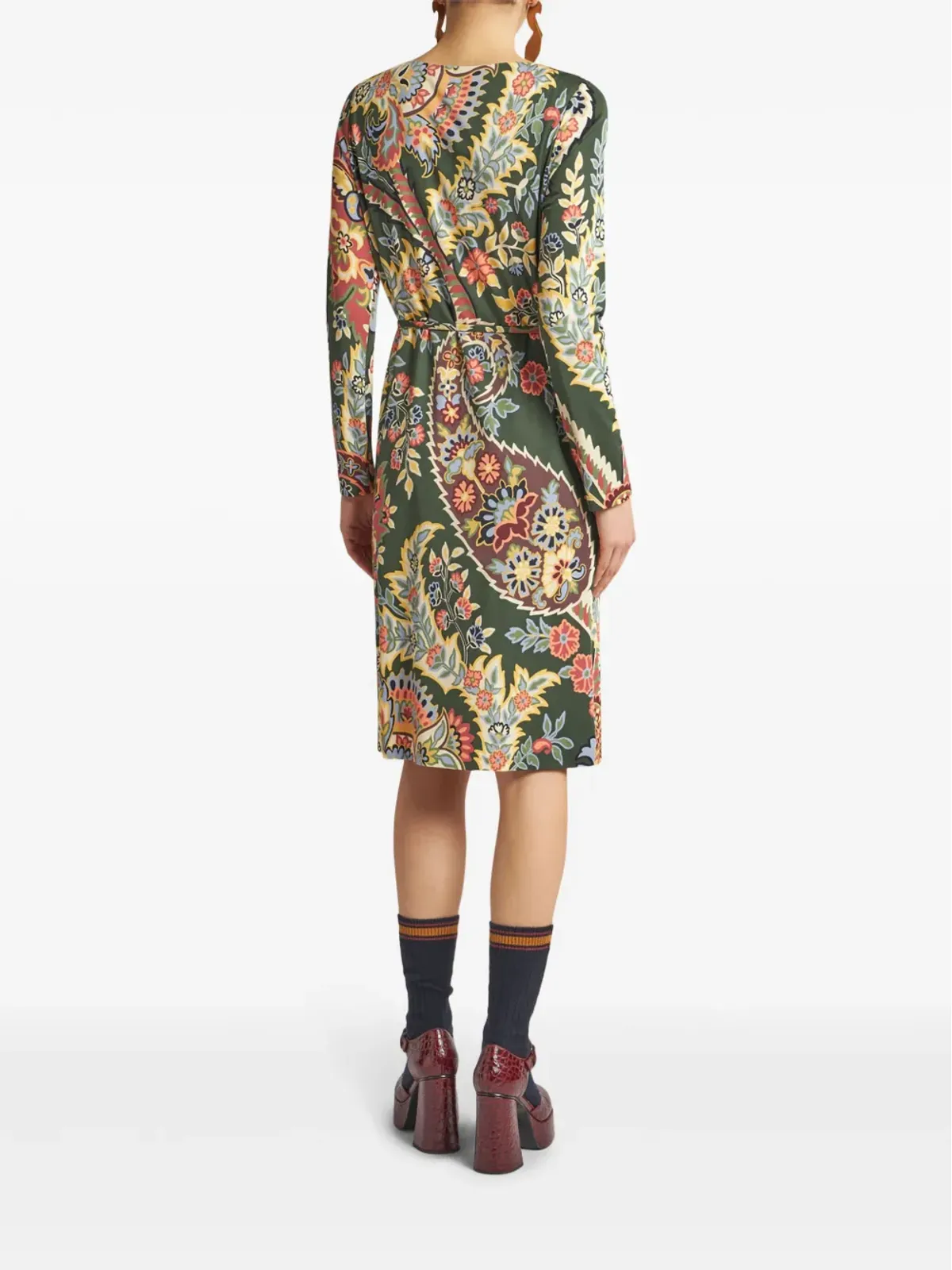 ETRO アブストラクト柄ドレス - グリーン - 画像3