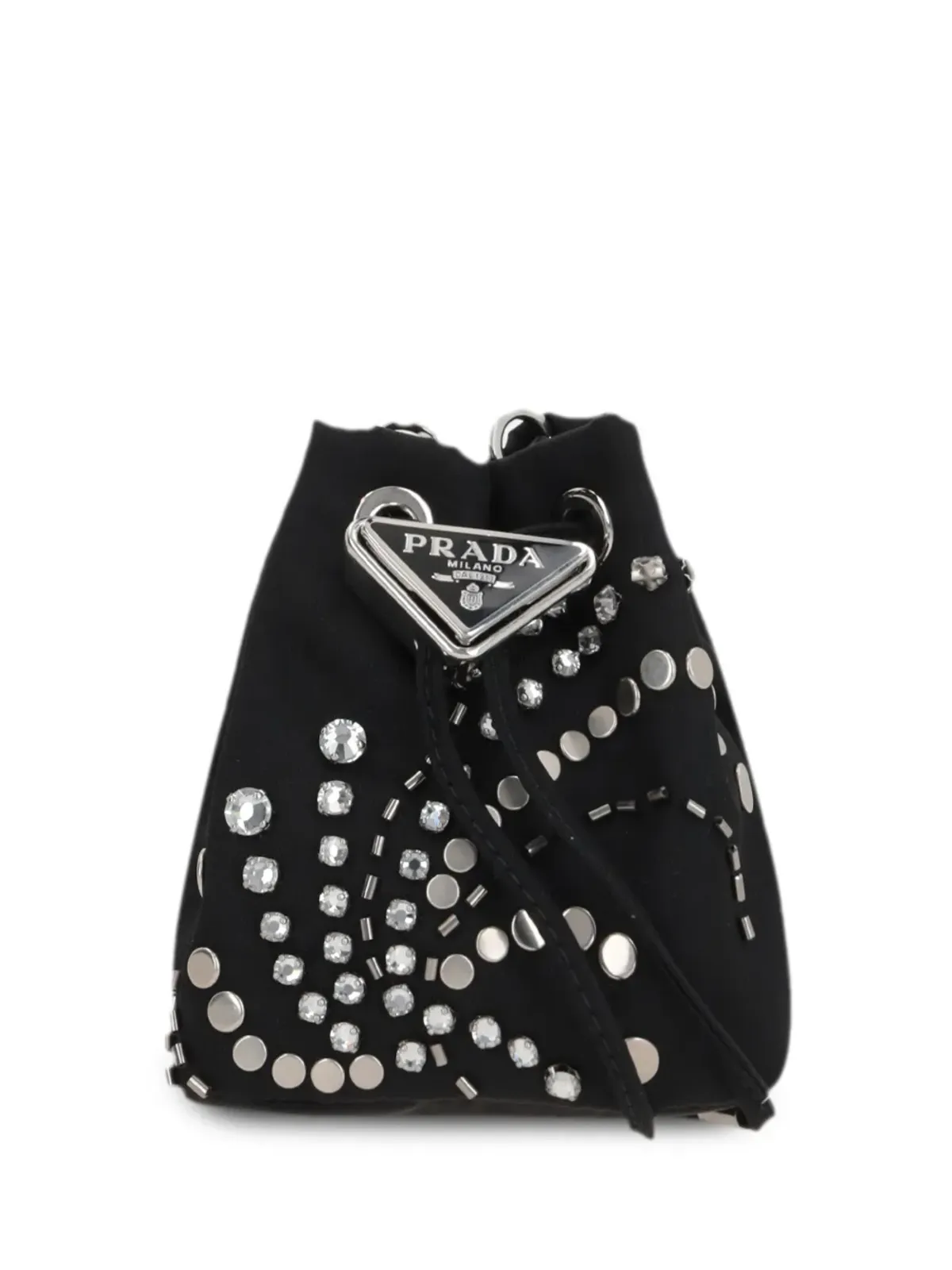 Prada ロゴアップリケ・スタッズ付き バケットバッグ - ブラック - 画像1