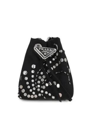 Prada ロゴアップリケ・スタッズ付き バケットバッグ - ブラック - サムネイル1
