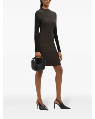 Courrèges カラーブロックリブニット ミニドレス - ブラウン - サムネイル3