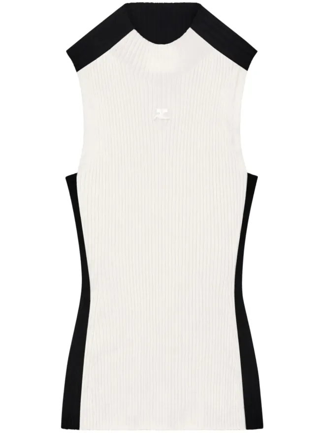 Courrèges Courrèges コントラストフレームリブ編みタンクトップ - ブラックの商品画像
