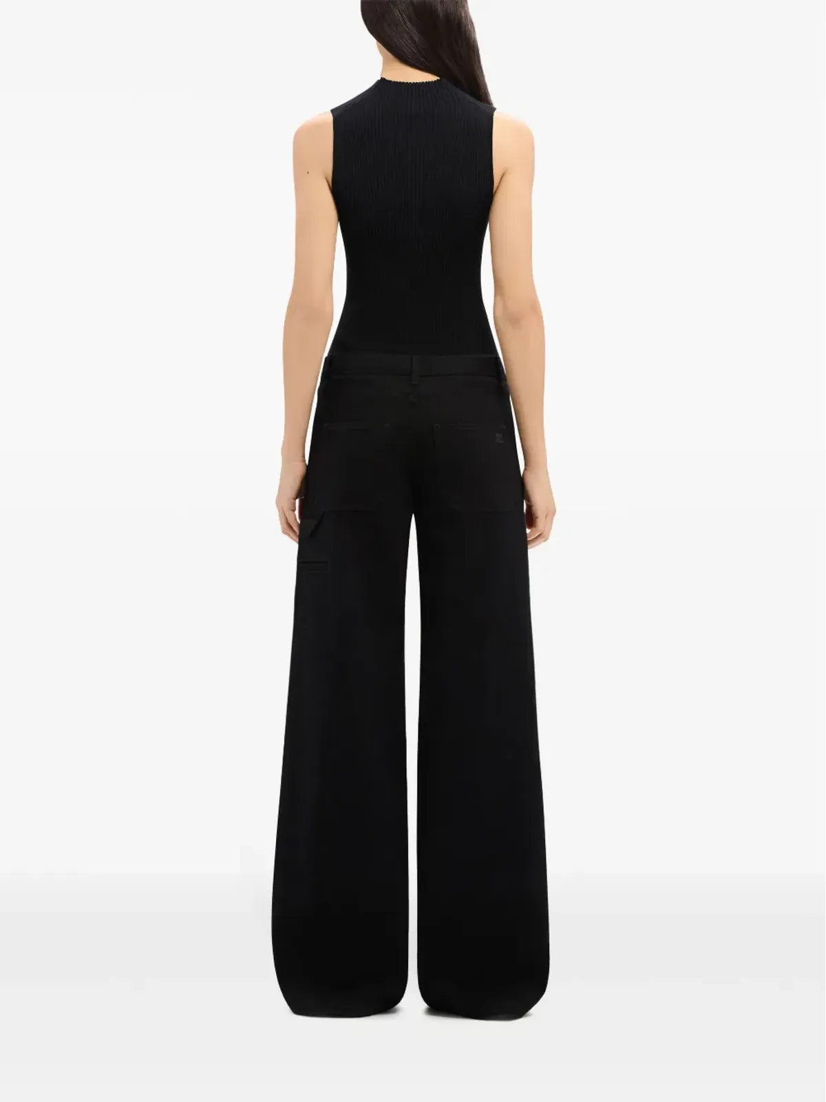 Courrèges コントラストフレームリブ編みタンクトップ - ブラック - 画像4