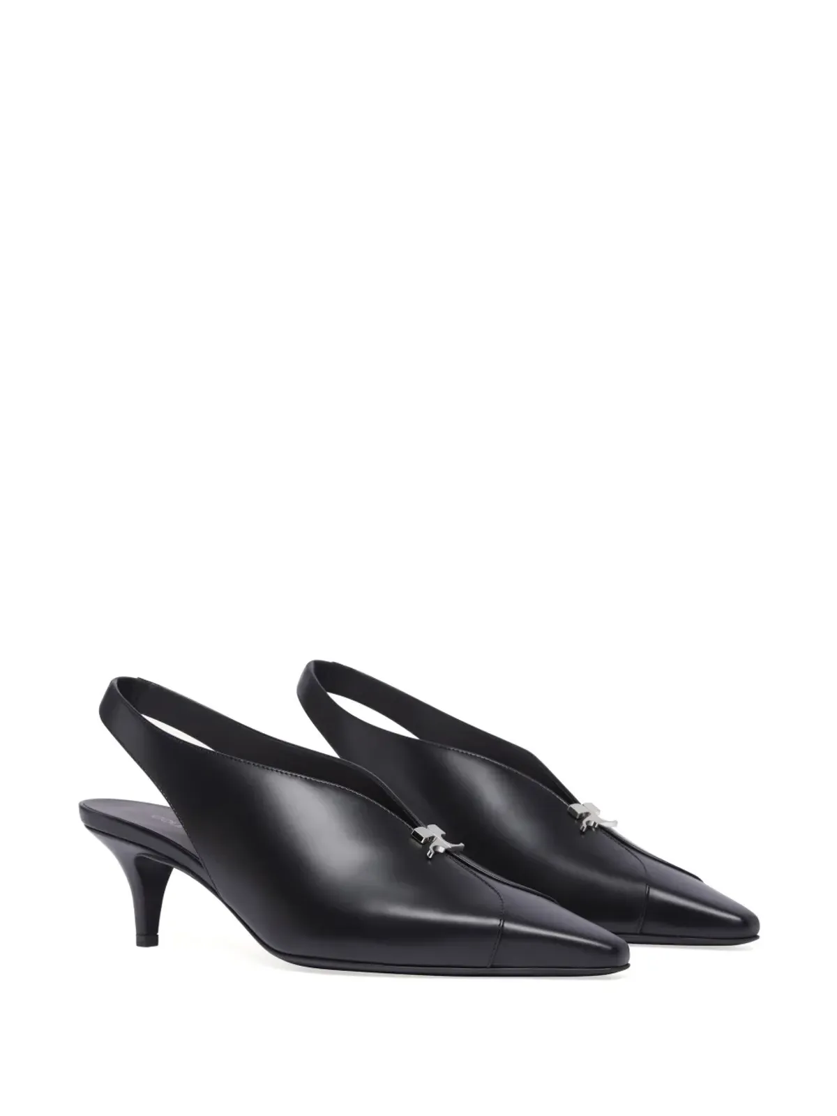 Courrèges レザー スリングバック パンプス ロゴプレート付き - 画像2