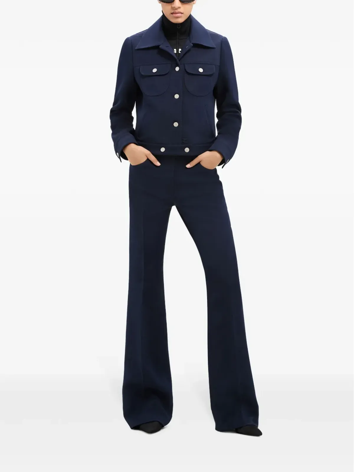 Courrèges 70年代ツイル ブートカットパンツ - ブルー - 画像2