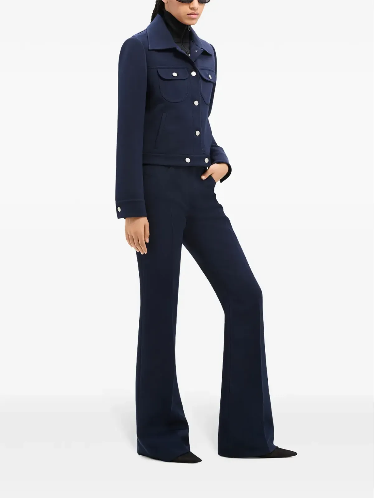 Courrèges 70年代ツイル ブートカットパンツ - ブルー - 画像3