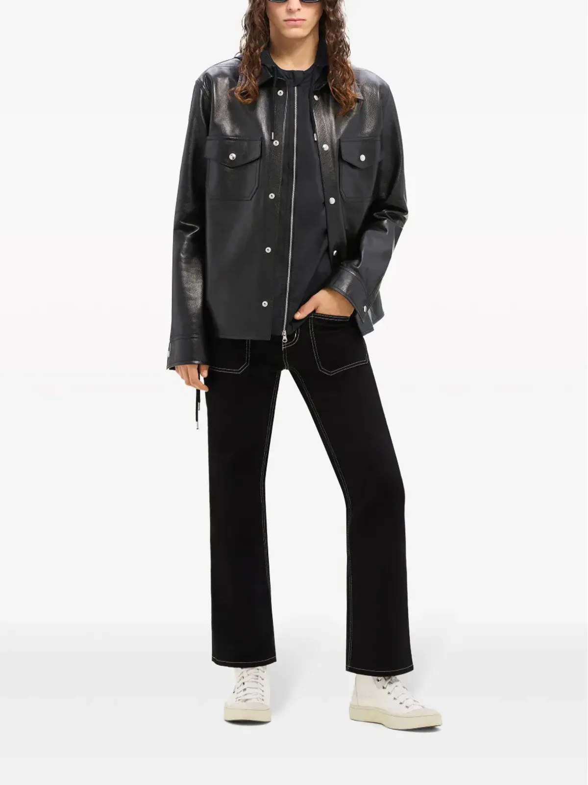 Courrèges パッチポケット付き レザーシャツ - 画像2