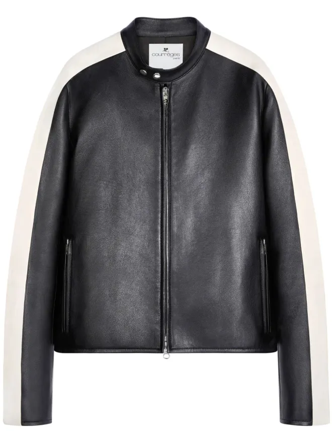 Courrèges Courrèges コントラストストライプディテール レザー ジャケット - ブラックの商品画像