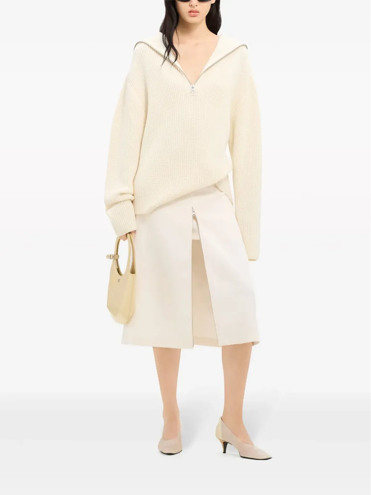 Courrèges リブ編みフード付きセーター - ニュートラルカラー - 画像3