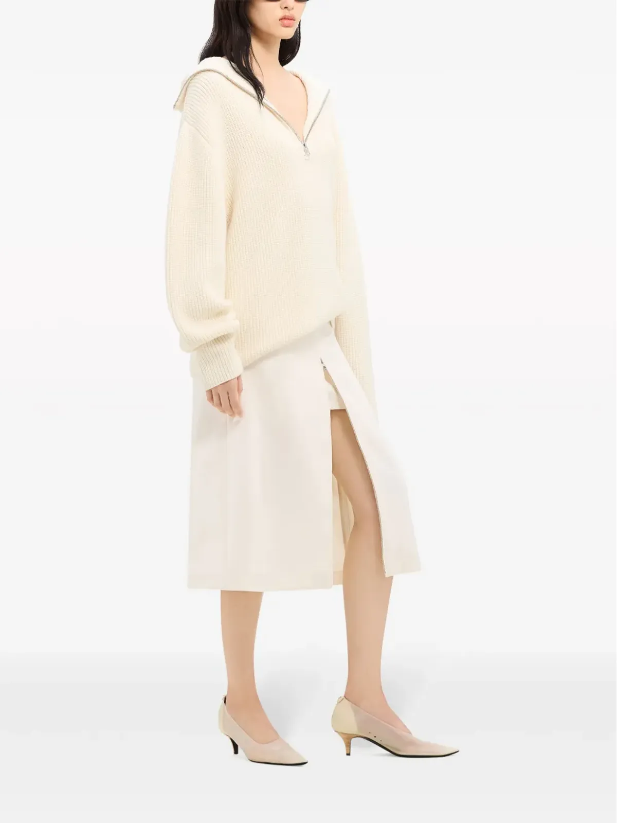 Courrèges リブ編みフード付きセーター - ニュートラルカラー - 画像4