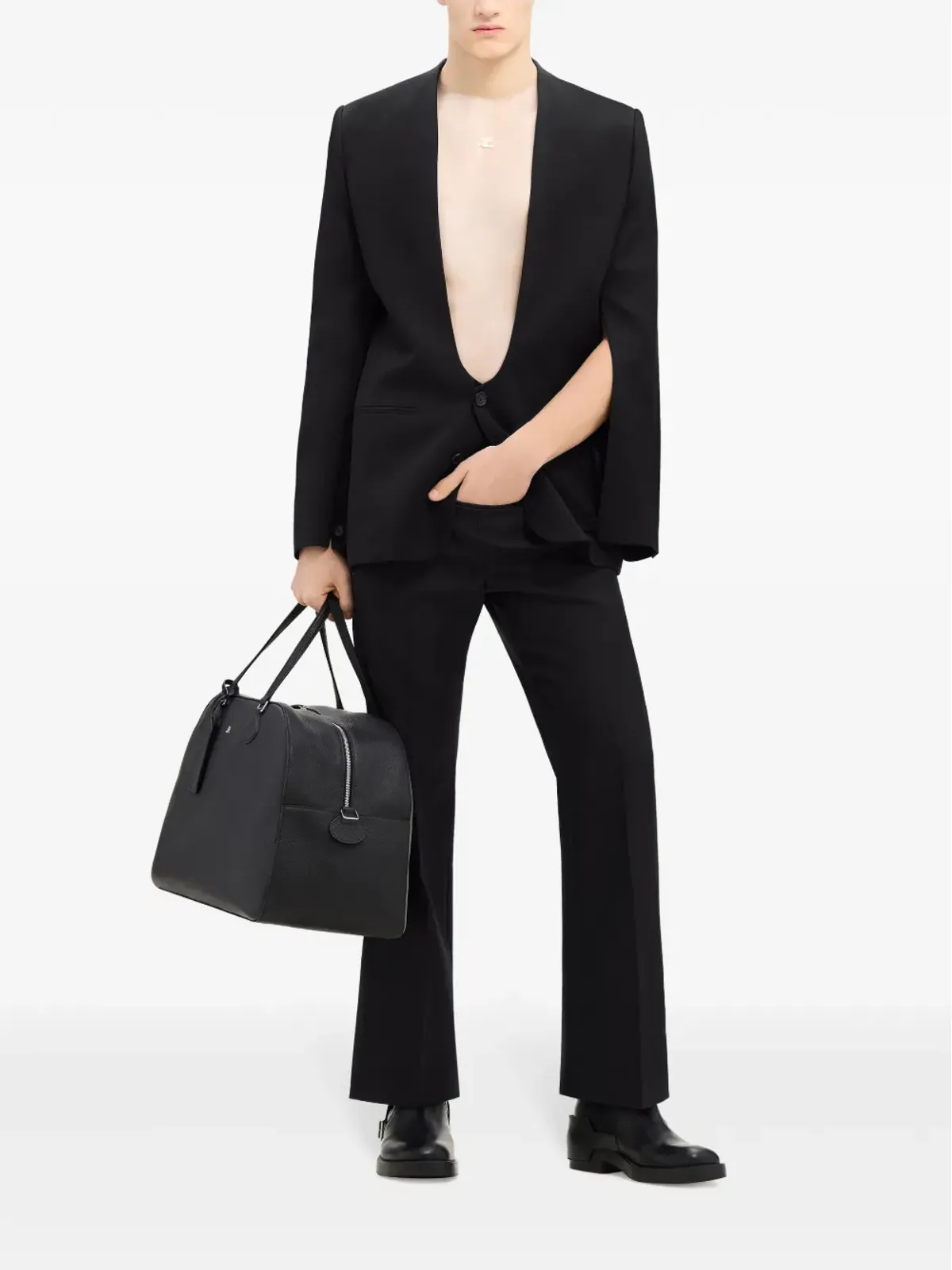 Courrèges ロゴパッチ ウール ブレザー ブラック - 画像2