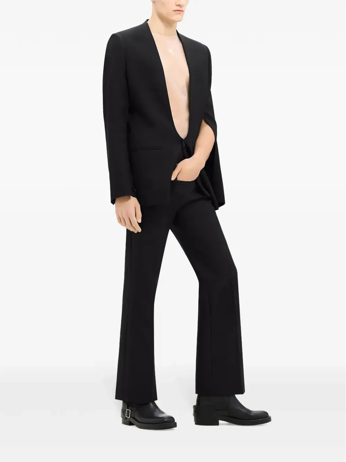 Courrèges ロゴパッチ ウール ブレザー ブラック - 画像3