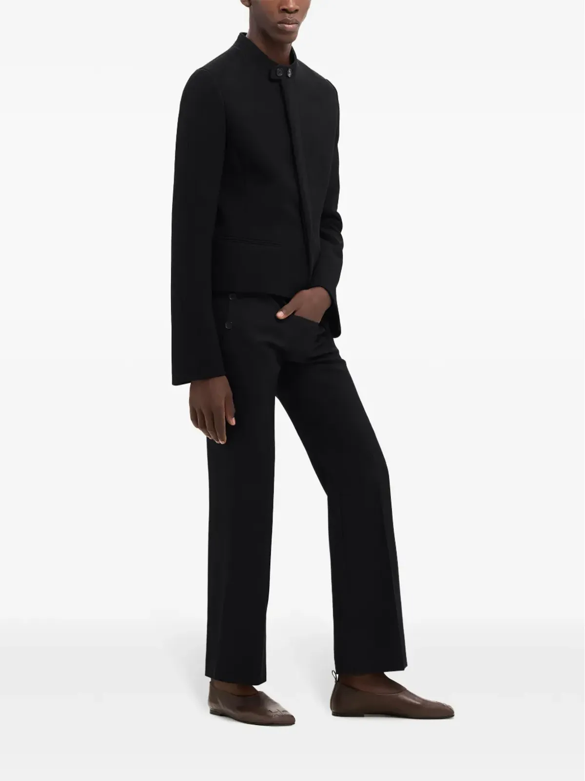 Courrèges ロゴパッチ クレープジャケット - ブラック - 画像3