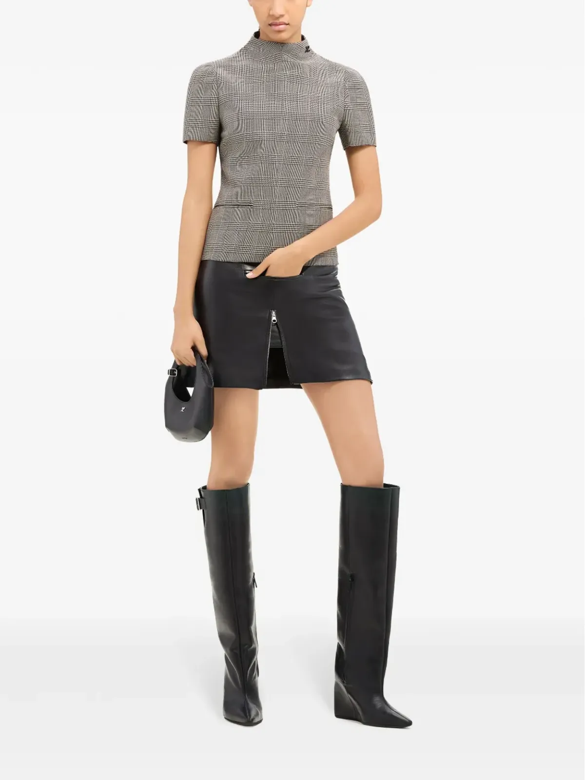 Courrèges ジップディテール レザー ミニスカート - ブラック - 画像2
