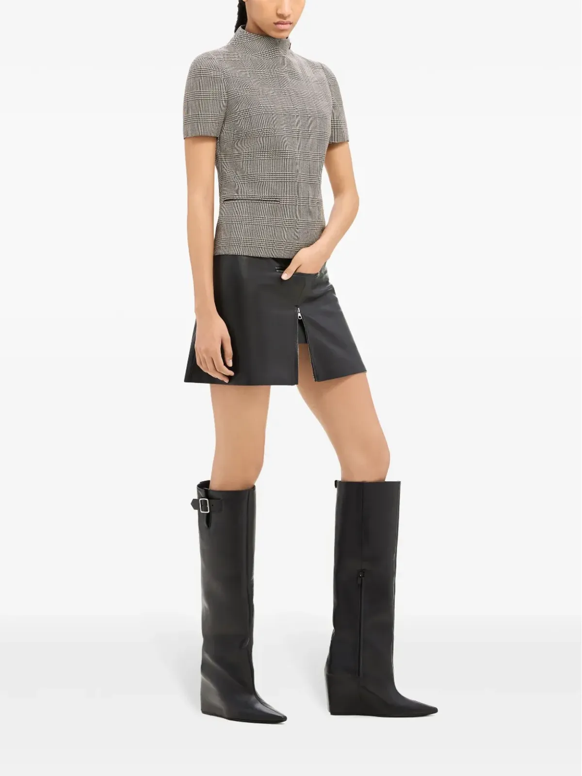 Courrèges ジップディテール レザー ミニスカート - ブラック - 画像3