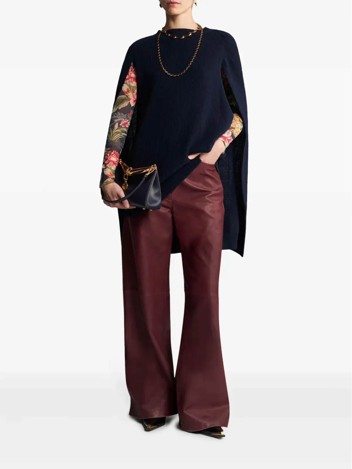 ETRO リブ編みカシミア ケープトップ - 画像2